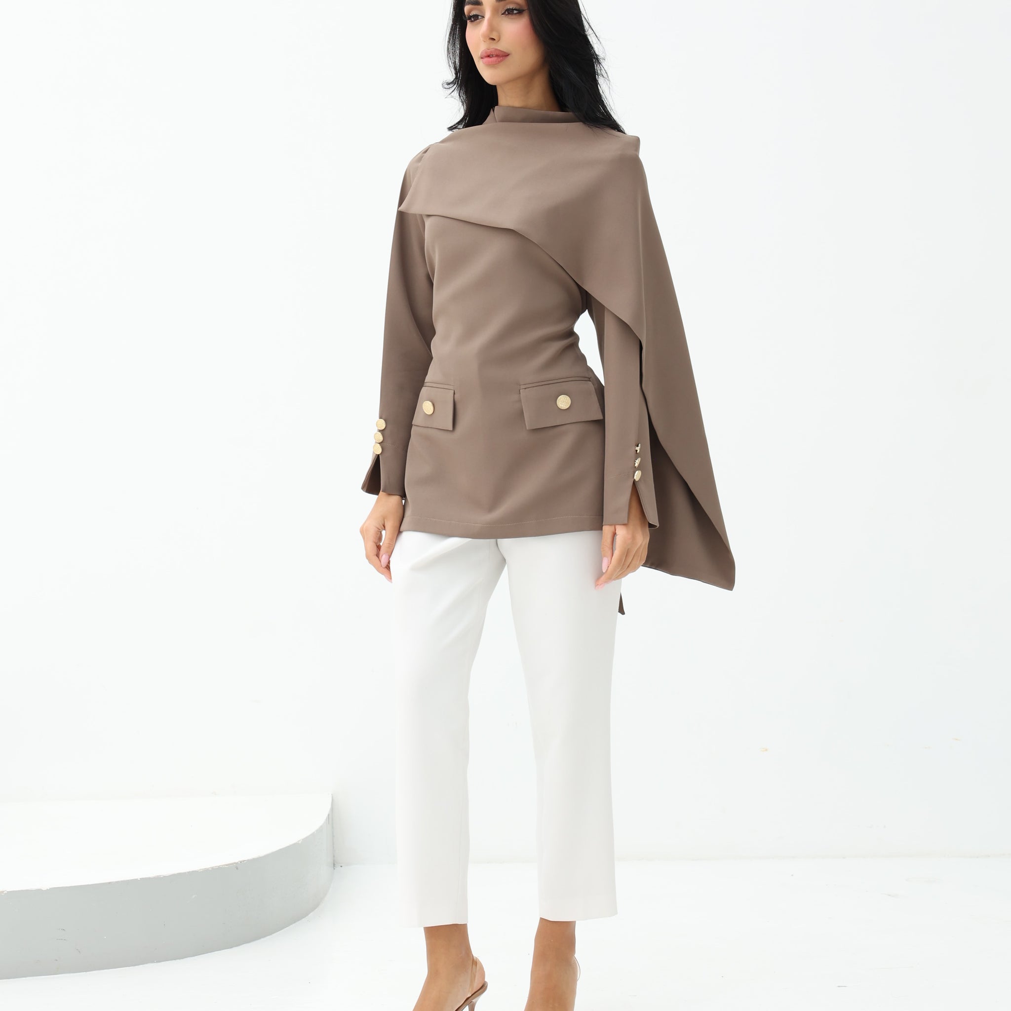 Brown Etoile Shawl Top