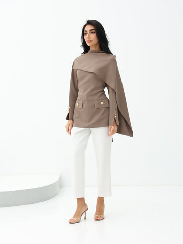 Brown Etoile Shawl Top