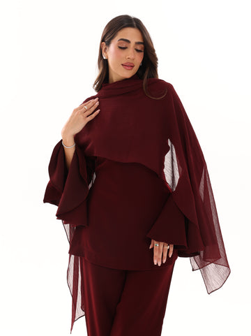 Burgundy Frill Top
