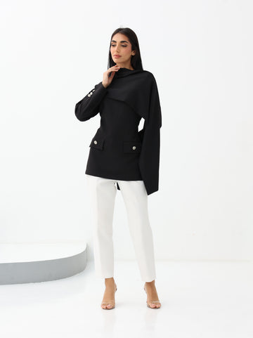 Black Etoile Shawl Top