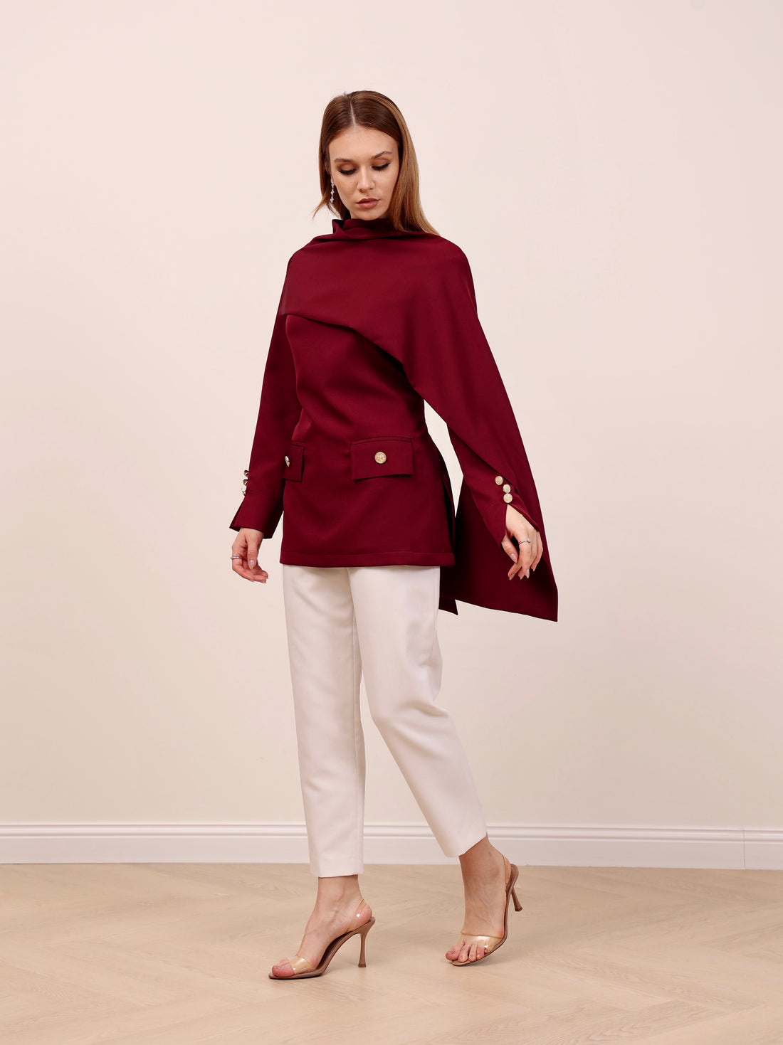 Burgundy Etoile Shawl Top