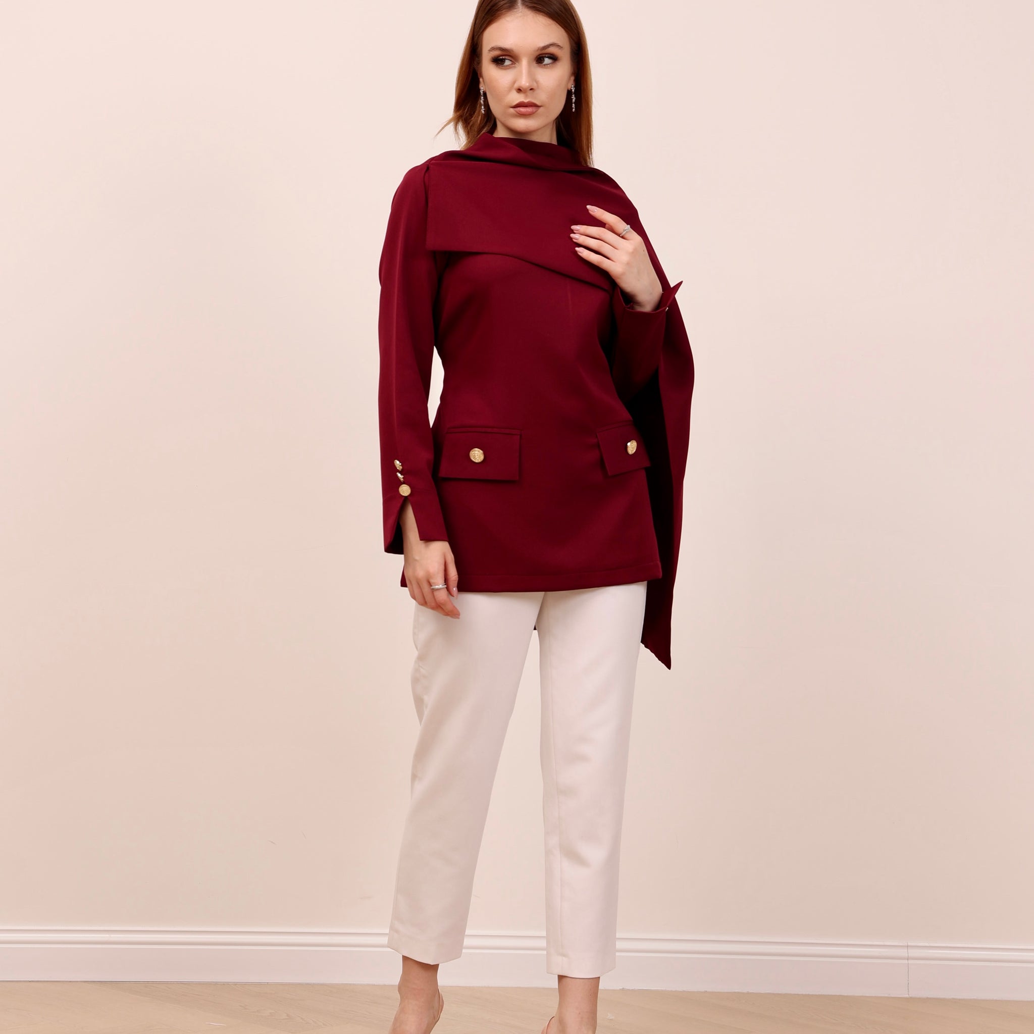 Burgundy Etoile Shawl Top