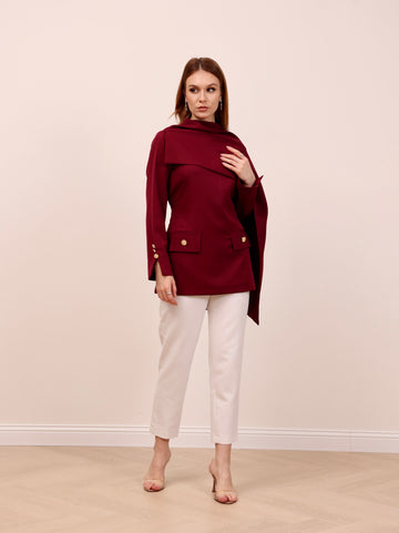 Burgundy Etoile Shawl Top
