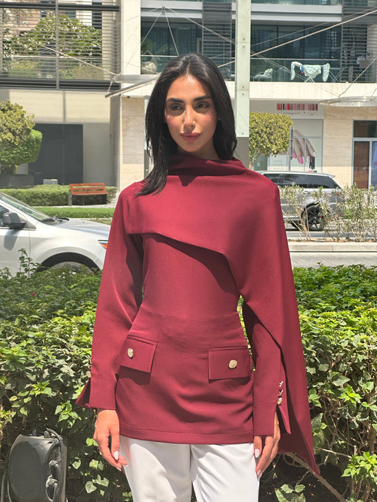 Burgundy Etoile Shawl Top