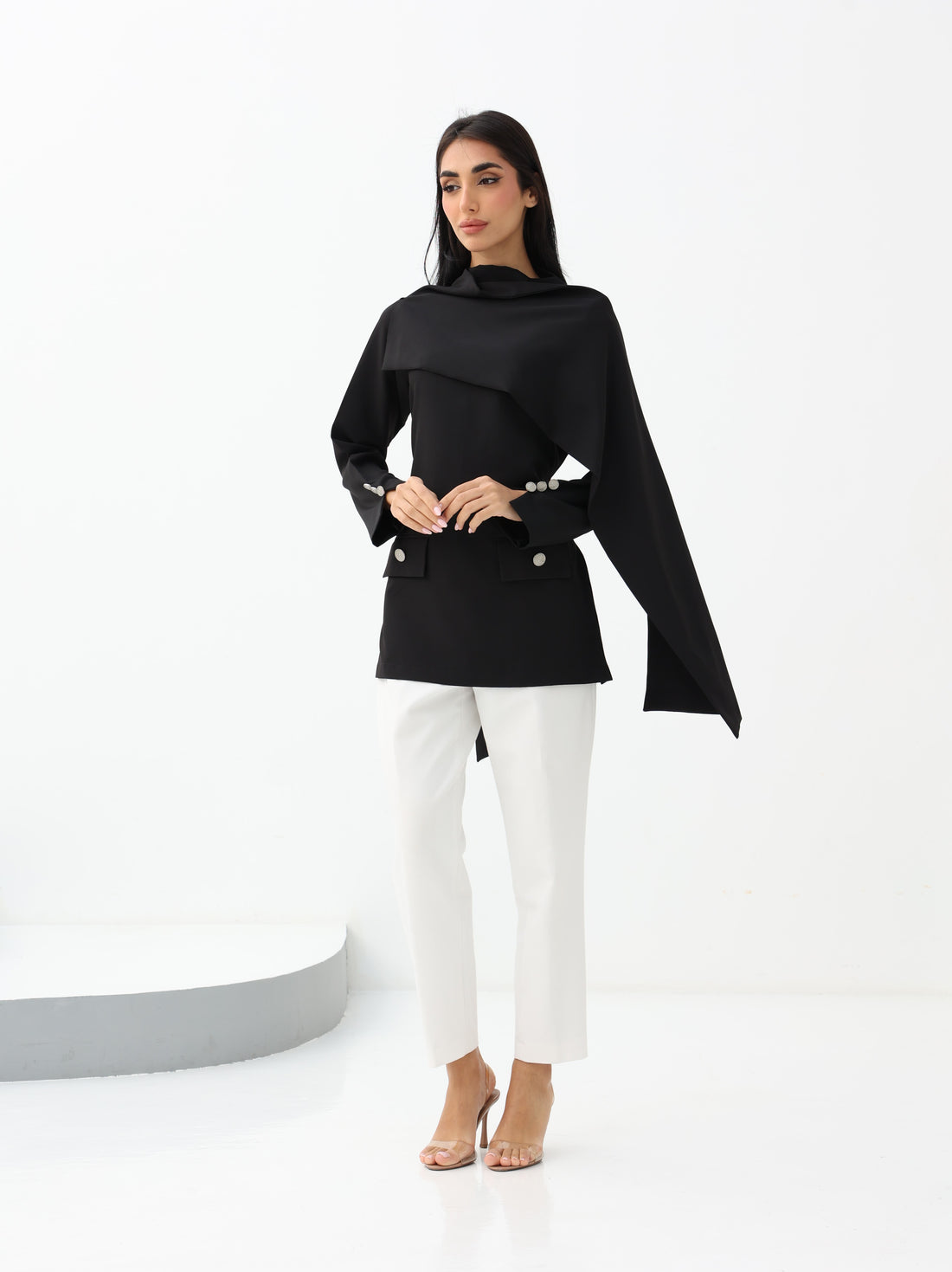 Black Etoile Shawl Top