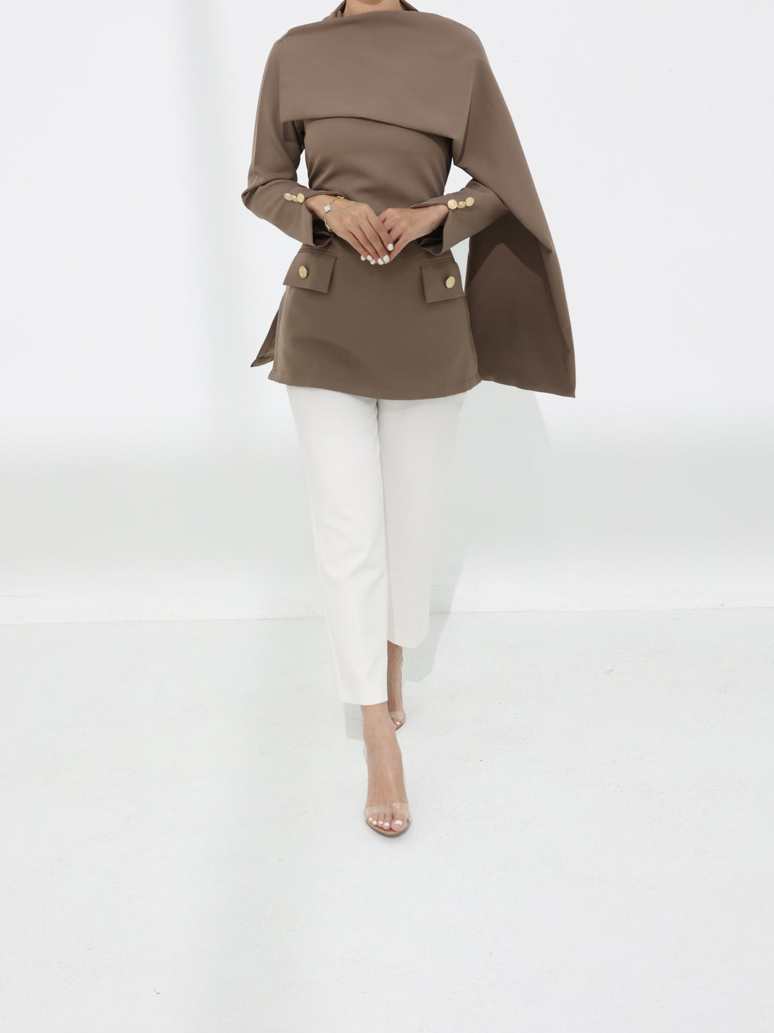 Brown Etoile Shawl Top