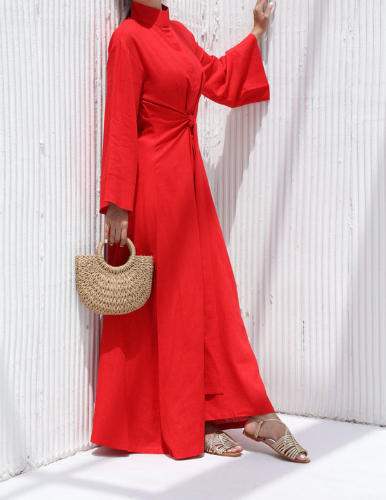 Red Summer Tie Dress