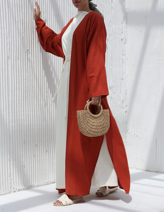 Burnt Orange Kimono with Inner Dress