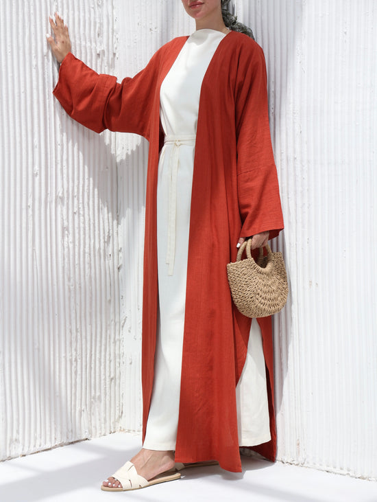 Burnt Orange Kimono with Inner Dress