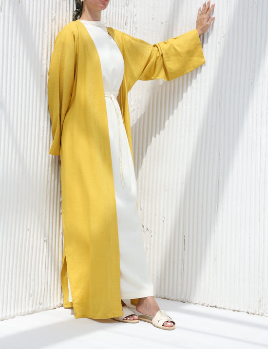 Yellow Kimono with Inner Dress